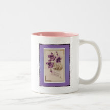 Purple Pansy Victorian Birthday Greetings Mugs