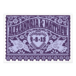 Purple Papel Picado Style Lovebirds Invitation