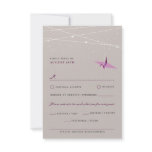Purple Paper Cranes Fairy Lights Wedding RSVP Invite
