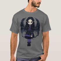 art, fantasy, purple, violet, angel, gothic angel, heart, paper hearts, paper, hearts, lonely, gloomy, sad, wing, wings, feathers, black, dark, grey, gray, eye, eyes, big eye, big eyed, jasmine, becket-griffith, becket, griffith, jasmine becket-griffith, jasmin, strangeling, artist, goth, gothic, fairy, gothic fairy, faery, fairies, faerie, Shirt with custom graphic design