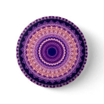Purple Paradise Kaleidoscope Mandala button pin