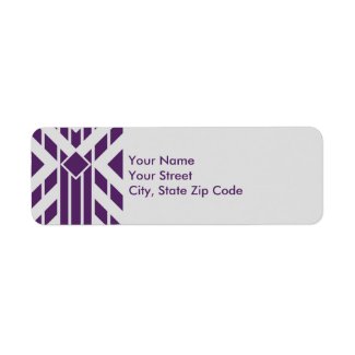 Purple Parallelogram Stripes on Gray address label