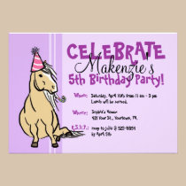 Purple Party Pony Girls Birthday invitations