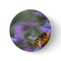 Purple Passion Bee Round Button by toots1 Purple Passion Bee Round Button