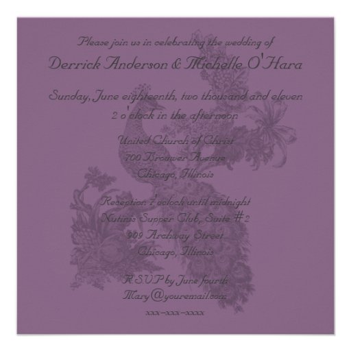 Purple Passion Peacock Wedding Invitation