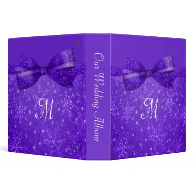 Purple Passion & Shimmer Snowflakes Wedding 3 Ring Binder