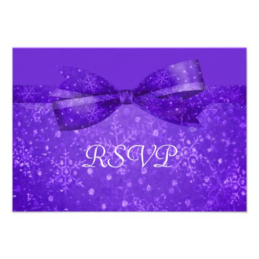 Purple Passion & Shimmer Snowflakes Wedding Personalized Announcement