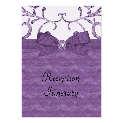Purple Pastel & Diamond Swirls Bow Ribbon Wedding Business Card