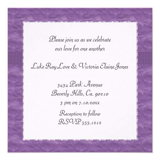 Purple Pastel & Diamond Swirls Bow Ribbon Wedding Announcement