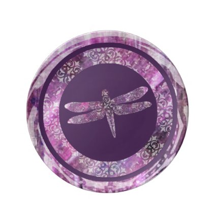 Purple Patina: Dragonfly Porcelain Plate