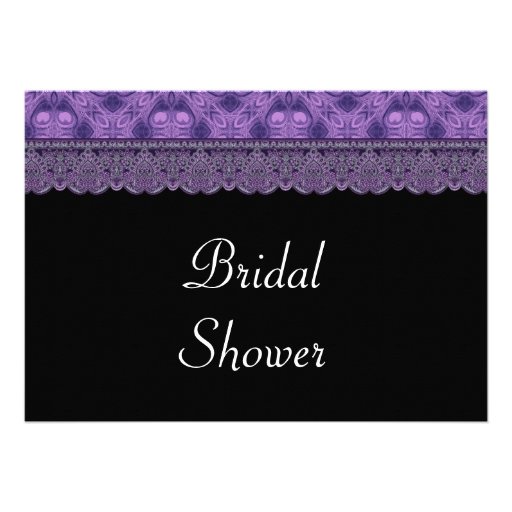 Purple Pattern and Lace Bridal Shower Invitations