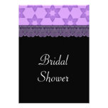 Purple Pattern and Lace Bridal Shower Invitations at Zazzle