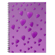 Purple Pattern of Love Hearts. Note Book