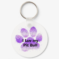 purple paw, I Luv my Pit Bull keychains