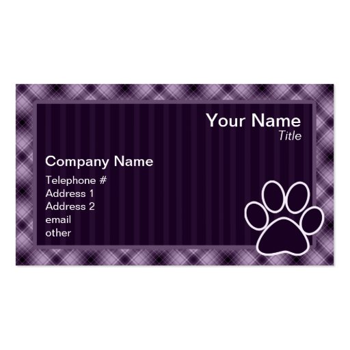 Purple Paw Print Business Card Template (front side)