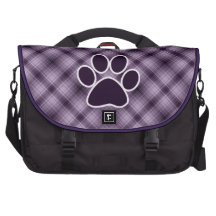 Purple Paw Print Laptop Messenger Bag