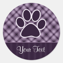 Purple Paw Print Round Stickers