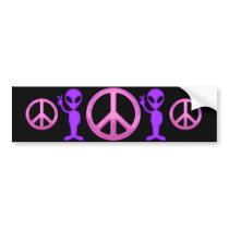 Purple Peace Alien Bumper Sticker