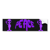 Purple Peace Alien Bumper Sticker
