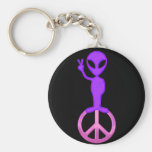 Purple Peace Alien Key Chain