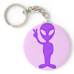 Purple Peace Alien Key Chain