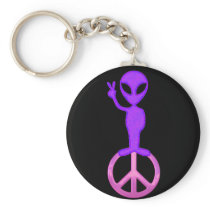Purple Peace Alien Key Chain