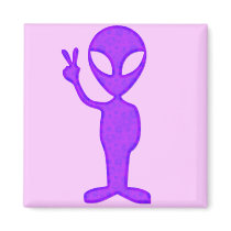 Purple Peace Alien Magnets