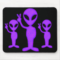 Purple Peace Alien Mouse Pads