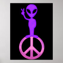 Purple Peace Alien Poster Print
