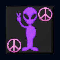 Purple Peace Alien magnets