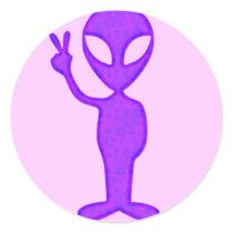 Purple Peace Alien Sticker