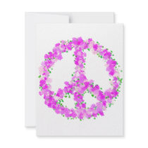 purple peace Flowers Personalized Invites