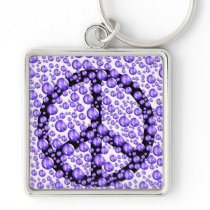 Purple Peace Sign Bubbles Keychains