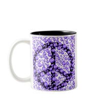 Purple Peace Sign Bubbles mugs