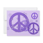 Purple Peace Signs on Cards and Stickers Personalized Invite