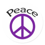 Purple Peace & Word Round Sticker