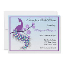 Purple Peacock Bridal Shower Invitation