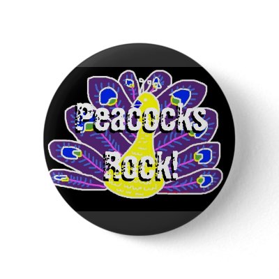 Purple Peacock Pinback Buttons by eelkat