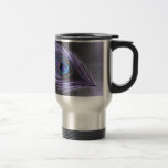 Purple Peacock Feather on Black Background Mug