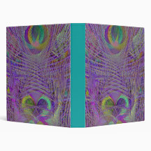 Purple Peacock Feathers Binder