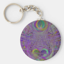 Purple Peacock Feathers Key Chain