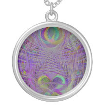 Purple Peacock Feathers Necklace