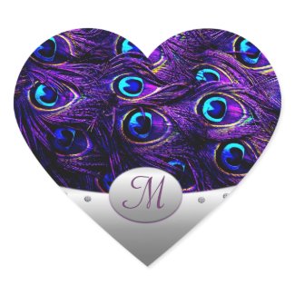 Purple Peacock Wedding Invitation Envelope Seals sticker