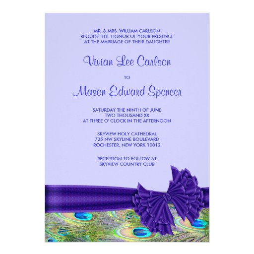 Purple Peacock Wedding Invitations