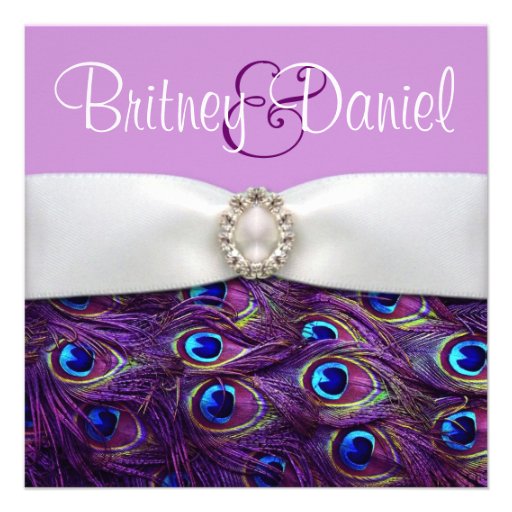 Purple Peacock Wedding Invitations