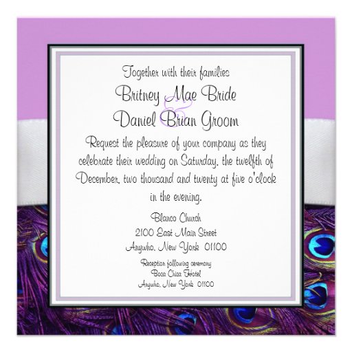 Purple Peacock Wedding Invitations