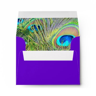 Purple Peacock Wedding Invitations Envelopes