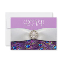 Purple Peacock Wedding RSVP Response Cards Invitation