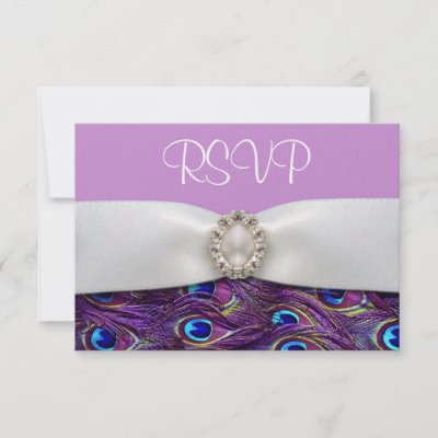 Purple Peacock Wedding RSVP Response Cards Invitation