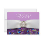 Purple Peacock Wedding RSVP Response Cards Invitation